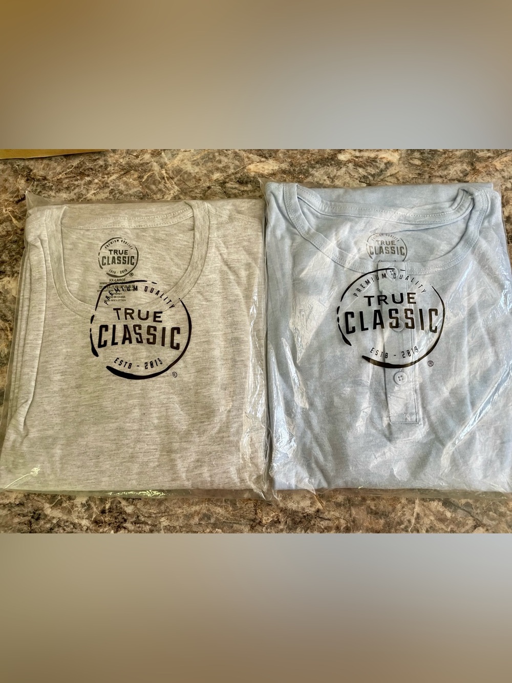 True Classic Men's Short Sleeve Tee - 2-pack Heather Gray / Light Blue